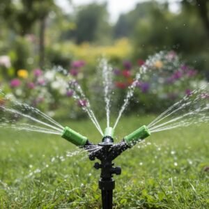 aspersores 360° Set de 3 Aspersores Giratorios de 3 Puntas | Riego 360° para Césped y Jardín