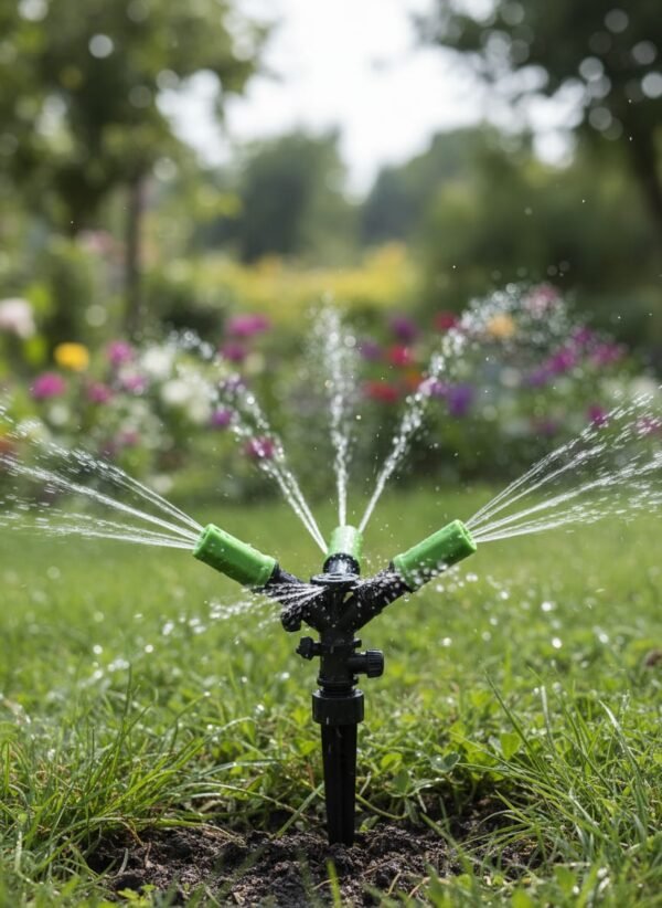 ​Set de 3 Aspersores Giratorios de 3 Puntas | Riego 360° para Césped y Jardín