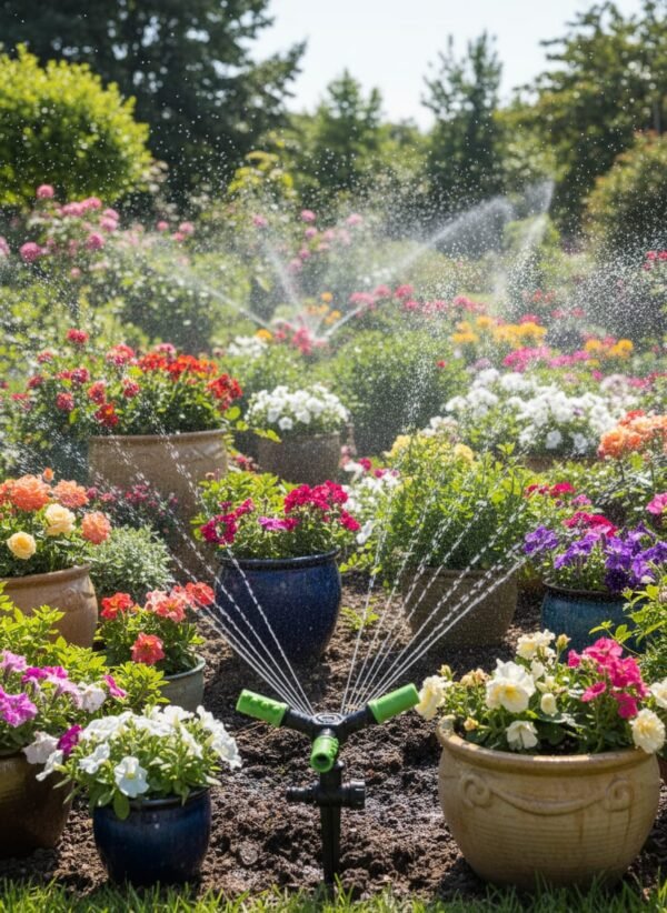 ​Set de 3 Aspersores Giratorios de 3 Puntas | Riego 360° para Césped y Jardín