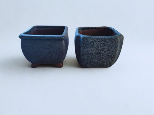 ​Pack de 2 Maceteros Pequeños Cuadrados para Suculentas - Macetas Cerámica Rústica Decoración Bonsái Interior