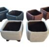 ​Pack de 2 Maceteros Pequeños Cuadrados para Suculentas - Macetas Cerámica Rústica Decoración Bonsái Interior