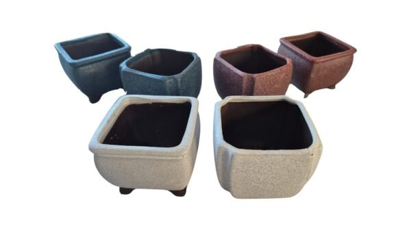 ​Pack de 2 Maceteros Pequeños Cuadrados para Suculentas - Macetas Cerámica Rústica Decoración Bonsái Interior