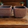 ​Pack de 2 Maceteros Pequeños Cuadrados para Suculentas - Macetas Cerámica Rústica Decoración Bonsái Interior