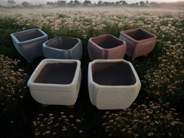 ​Pack de 2 Maceteros Pequeños Cuadrados para Suculentas - Macetas Cerámica Rústica Decoración Bonsái Interior