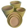 ​Set 3 Macetas de Cerámica Premium | Maceteros con Plato | Color Verde Agua Moderno