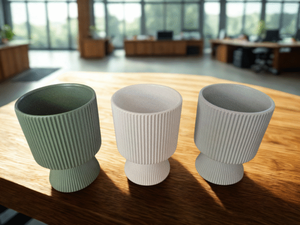 Macetero de Cerámica Estriado (Decoración Interior)