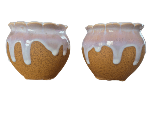 Diseño sin título (25) Pack 2 Maceteros de Cerámica "Dripping Glaze" Naranja y Rosa | Diámetro 10cm