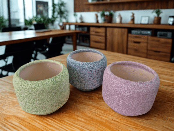 Diseño sin título (41) Pack 2 Maceteros Decorativos para Cactus y Suculentas (Morado, Azul, Verde) Céramica