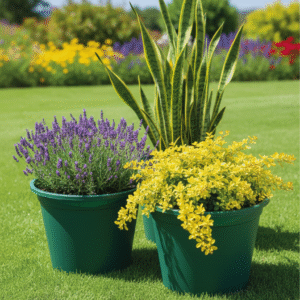 Pack 3 Maceteros Grandes HDPE - Material de Alto Rendimiento Color Verde Ø31cm