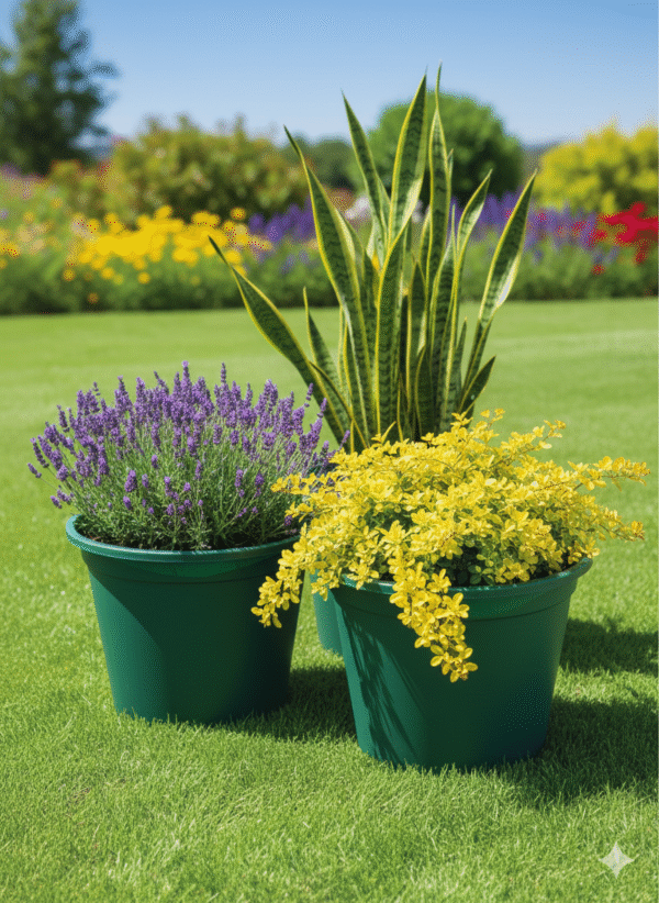 Pack 3 Maceteros Grandes HDPE - Material de Alto Rendimiento Color Verde Ø31cm