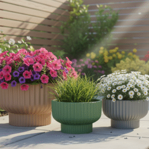 Pack 3 Maceteros Grandes Estriados Modernos