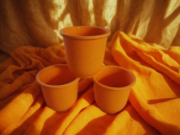 Juego de 3 Macetas Redondas Color Terracota (Estilo Barro) - 11.5 cm