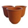 Juego de 3 Macetas Redondas Color Terracota (Estilo Barro) - 11.5 cm