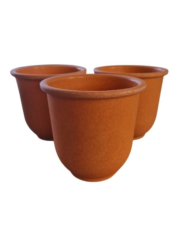 Juego de 3 Macetas Redondas Color Terracota (Estilo Barro) - 11.5 cm