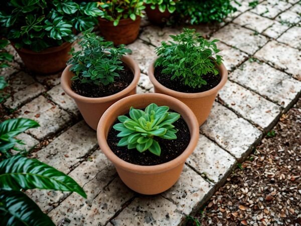 Juego de 3 Macetas Redondas Color Terracota (Estilo Barro) - 11.5 cm