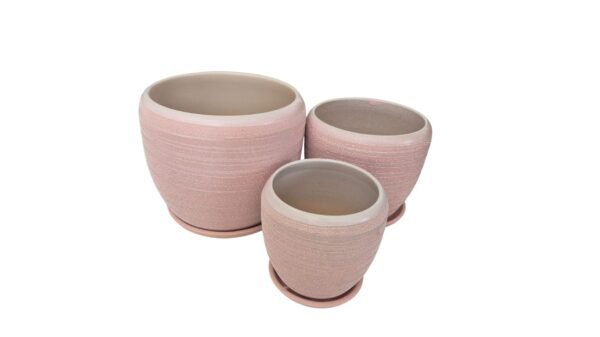 WhatsApp Image 2025-11-03 at 16.02.42 (2) Juego de 3 Macetas de Cerámica Texturizada con Plato - Estilo Nórdico (Varios Colores)