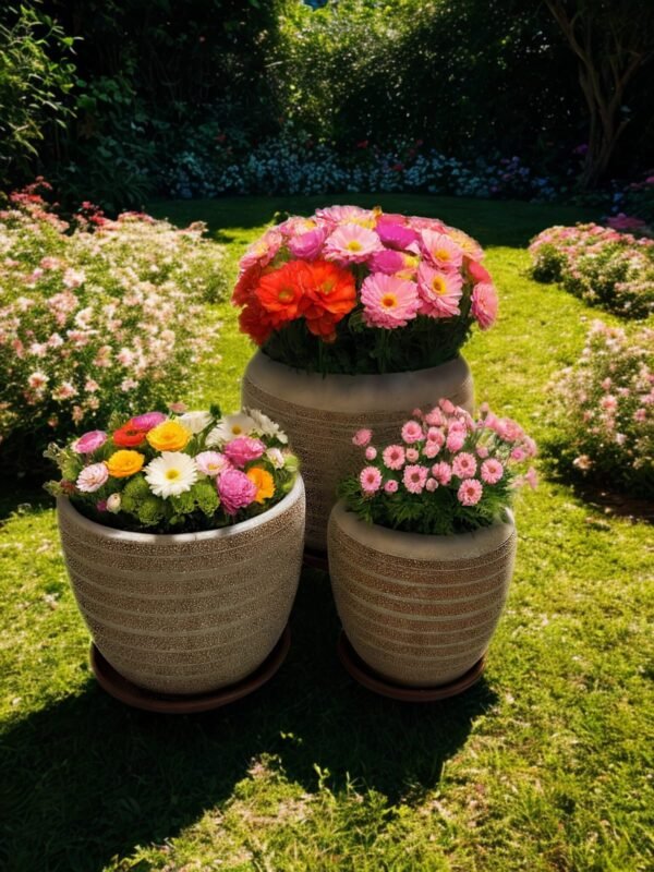 WhatsApp Image 2025-11-03 at 16.02.42 Juego de 3 Macetas de Cerámica Texturizada con Plato - Estilo Nórdico (Varios Colores)