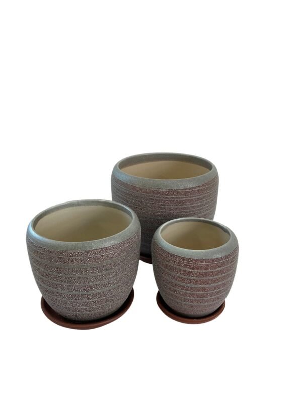 WhatsApp Image 2025-11-03 at 16.02.43 (2) Juego de 3 Macetas de Cerámica Texturizada con Plato - Estilo Nórdico (Varios Colores)