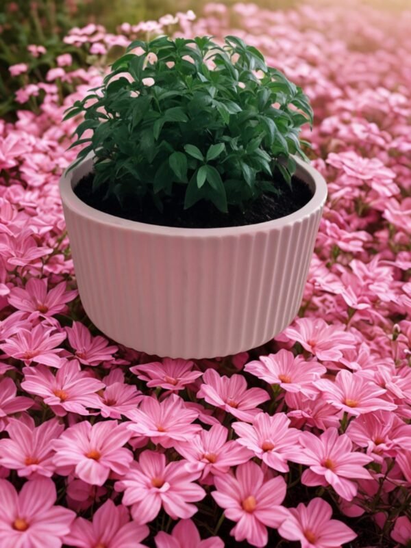 Set 2Maceteros  Texturizado Acanalado  Colores Pastel y Diseño Moderno