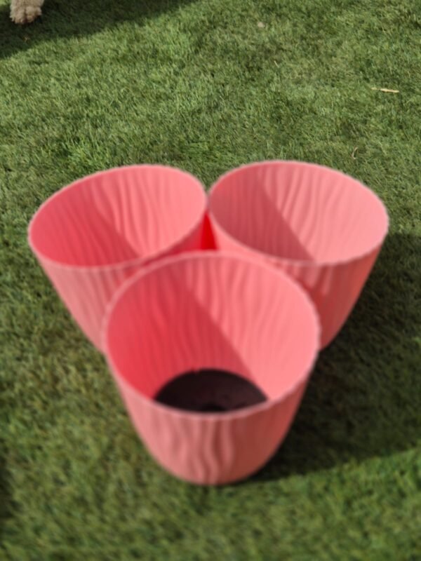 Set 3 Macetas Autorregante  | Rosado y Morado Claro | Diseño de Ondas y Base Estable