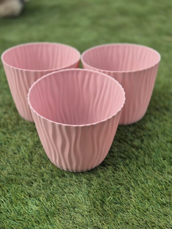 Set 3 Macetas Autorregante  | Rosado y Morado Claro | Diseño de Ondas y Base Estable