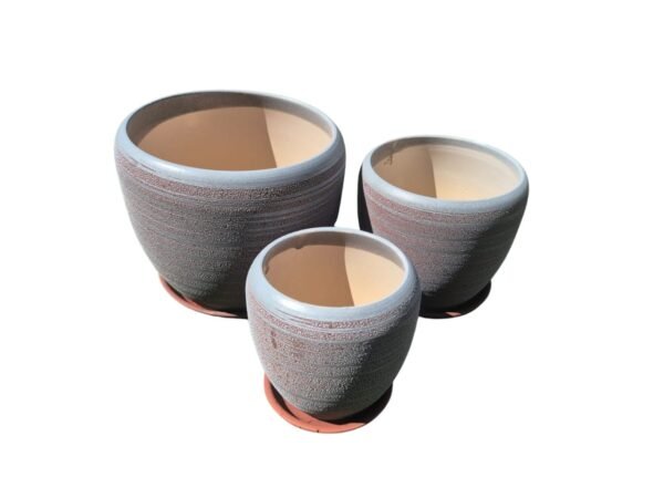 WhatsApp Image 2025-11-12 at 09.54.33 (1) Juego de 3 Macetas de Cerámica Texturizada con Plato - Estilo Nórdico (Varios Colores)