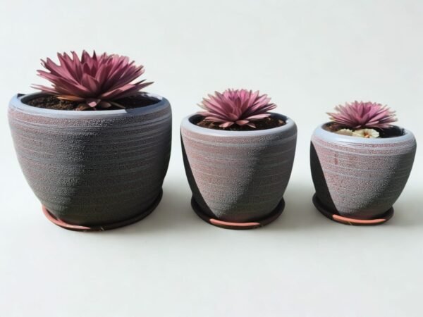 WhatsApp Image 2025-11-12 at 09.54.33 Juego de 3 Macetas de Cerámica Texturizada con Plato - Estilo Nórdico (Varios Colores)