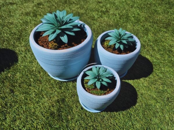 WhatsApp Image 2025-11-12 at 09.54.34 (1) Juego de 3 Macetas de Cerámica Texturizada con Plato - Estilo Nórdico (Varios Colores)