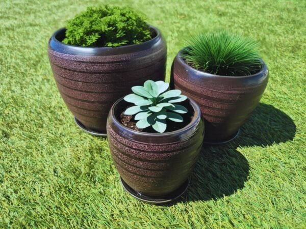 WhatsApp Image 2025-11-12 at 09.54.34 (2) Juego de 3 Macetas de Cerámica Texturizada con Plato - Estilo Nórdico (Varios Colores)