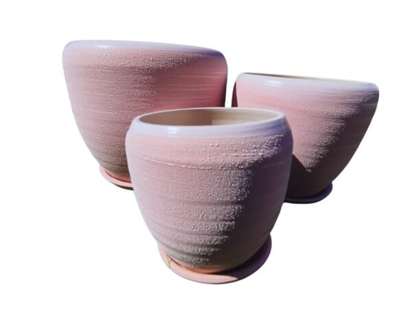 WhatsApp Image 2025-11-12 at 09.54.35 (3) Juego de 3 Macetas de Cerámica Texturizada con Plato - Estilo Nórdico (Varios Colores)