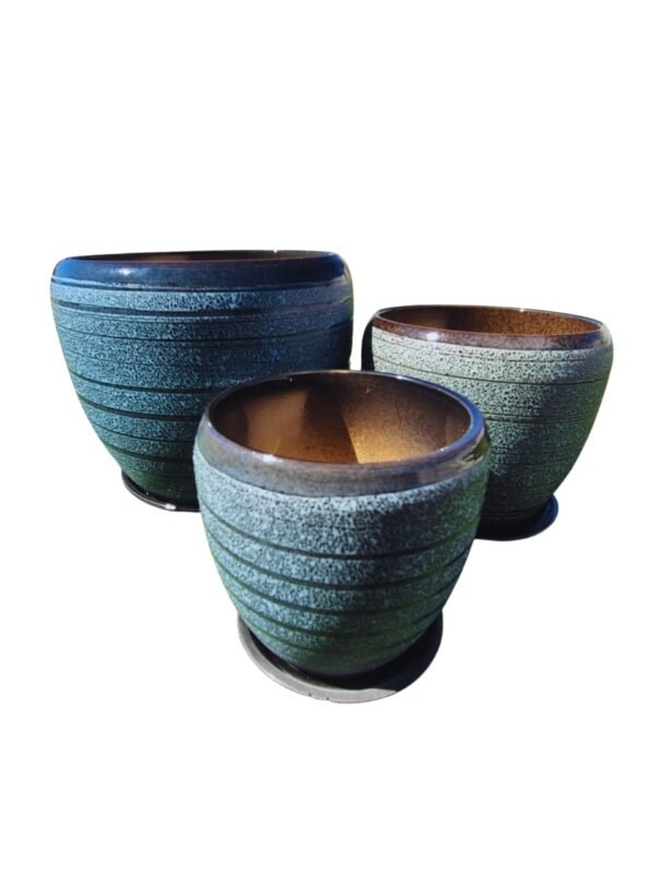 WhatsApp Image 2025-11-12 at 09.54.36 (4) Juego de 3 Macetas de Cerámica Texturizada con Plato - Estilo Nórdico (Varios Colores)