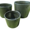 Set 3 Maceteros de Cerámica Estriada Diseño Moderno