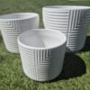 Set 3 Maceteros de Cerámica Estriada Diseño Moderno