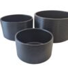WhatsApp Image 2025-11-12 at 15.42.08 Pack 3 Maceteros Cilíndricos Grandes Diseño Acanalado Horizontal - Negro